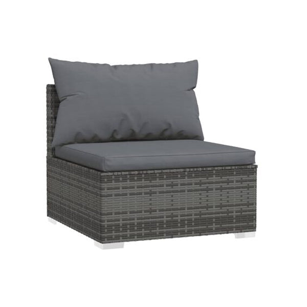 Garden Lounge Set 7 Piece Grey Poly Rattan With Cushions