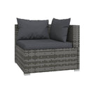 7 Piece Garden Lounge Set Grey Poly Rattan With Cushions