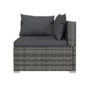 7 Piece Garden Lounge Set Grey Poly Rattan With Cushions