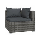 7 Piece Garden Lounge Set Grey Poly Rattan With Cushions