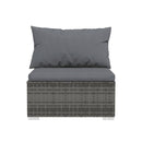 7 Piece Garden Lounge Set Grey Poly Rattan With Cushions