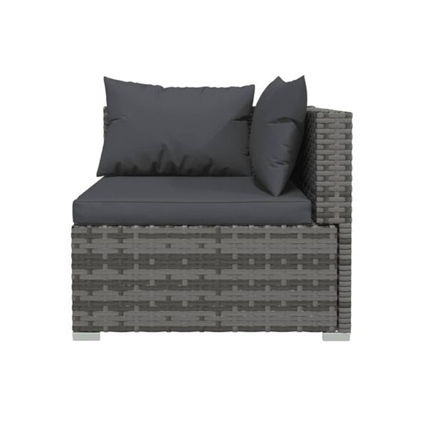 Garden Lounge Set 7 Piece Grey Poly Rattan With Cushions