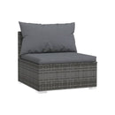 7 Piece Garden Lounge Set Grey Poly Rattan With Cushions