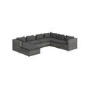 Garden Lounge Set 7 Piece Grey Poly Rattan With Cushions