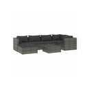 7 Piece Garden Lounge Set Grey Poly Rattan With Cushions