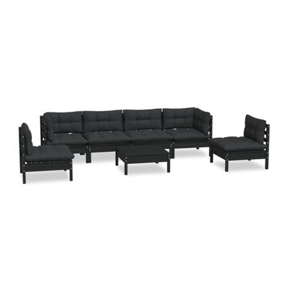 7 Piece Garden Lounge Set With Cushions Solid Pinewood