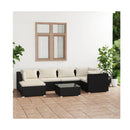 7 Piece Garden Sofa Set With Cushions Poly Rattan Black