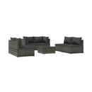 7 Piece Grey Outdoor Patio Lounge With Cushions Poly Rattan