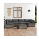 7 Piece Living Lounge Set Poly Rattan Grey