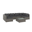 7 Piece Living Lounge Set Poly Rattan Grey