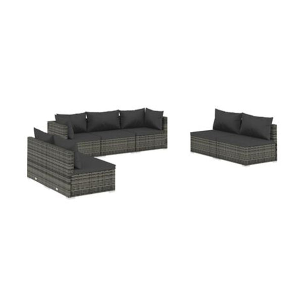 7 Piece Outdoor Patio Lounge With Cushions Poly Rattan