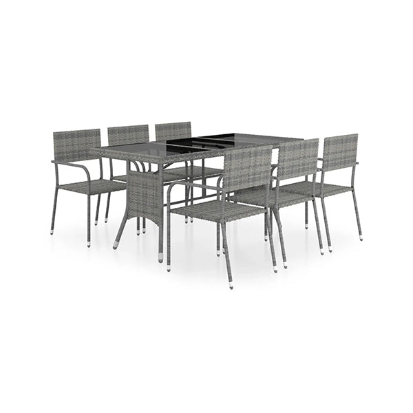7 Piece Poly Rattan Anthracite And Grey Garden Dining Set