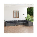 7 Pieces Patio Living Lounge Set Poly Rattan Grey