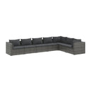 7 Pieces Patio Living Lounge Set Poly Rattan Grey