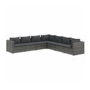 7 Pieces Patio Living Room Set Poly Rattan Grey