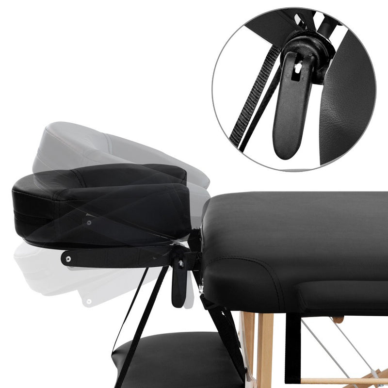 Portable Wooden 3 Fold Massage Table Chair Bed 70cm