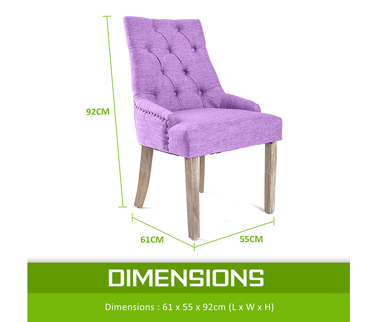 French Provincial Oak Leg Chair AMOUR (2 Pcs) - Violet