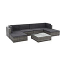 7 Piece Poly Rattan Garden Lounge Set With Cushions Grey