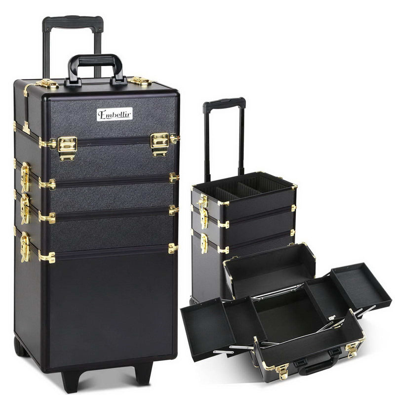 7 in 1 Make Up Cosmetic Beauty Case – Black & Gold