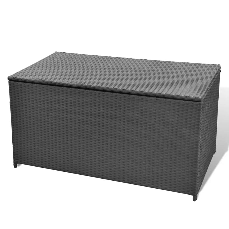 Garden Storage Chest Poly Rattan Black