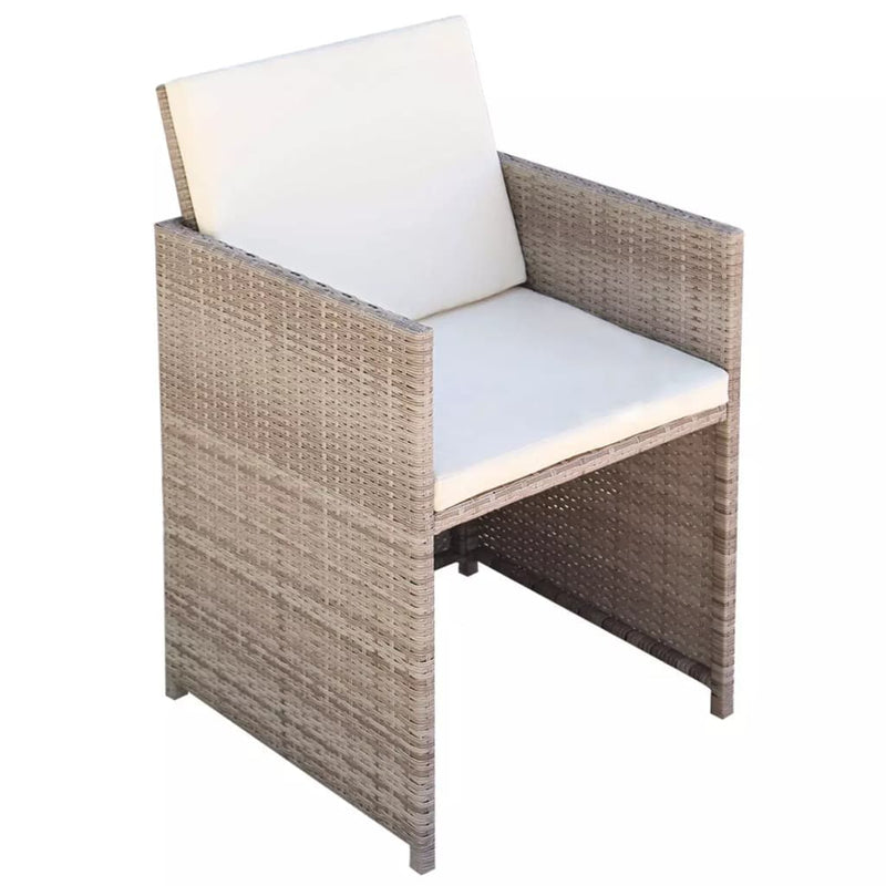 Outdoor Dining Set 11 Pieces Grey/Beige Poly Rattan