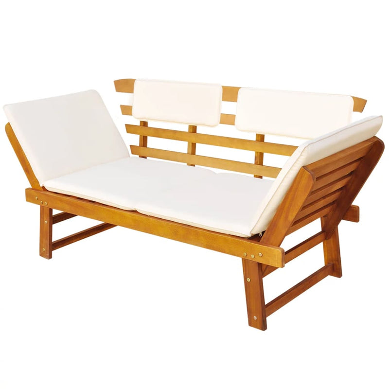 Outdoor Sun Bed/Garden Bench Solid Acacia Wood 190 x 66 x 75 Cm