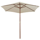 Parasol 270 x 270 Cm Wooden Pole Cream White