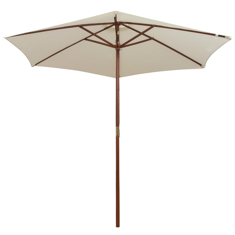 Parasol 270 x 270 Cm Wooden Pole Cream White