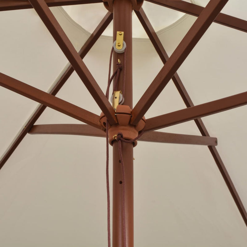 Parasol 270 x 270 Cm Wooden Pole Cream White