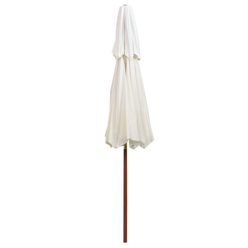 Double Decker Parasol 270 x 270 Cm Wooden Pole Cream White