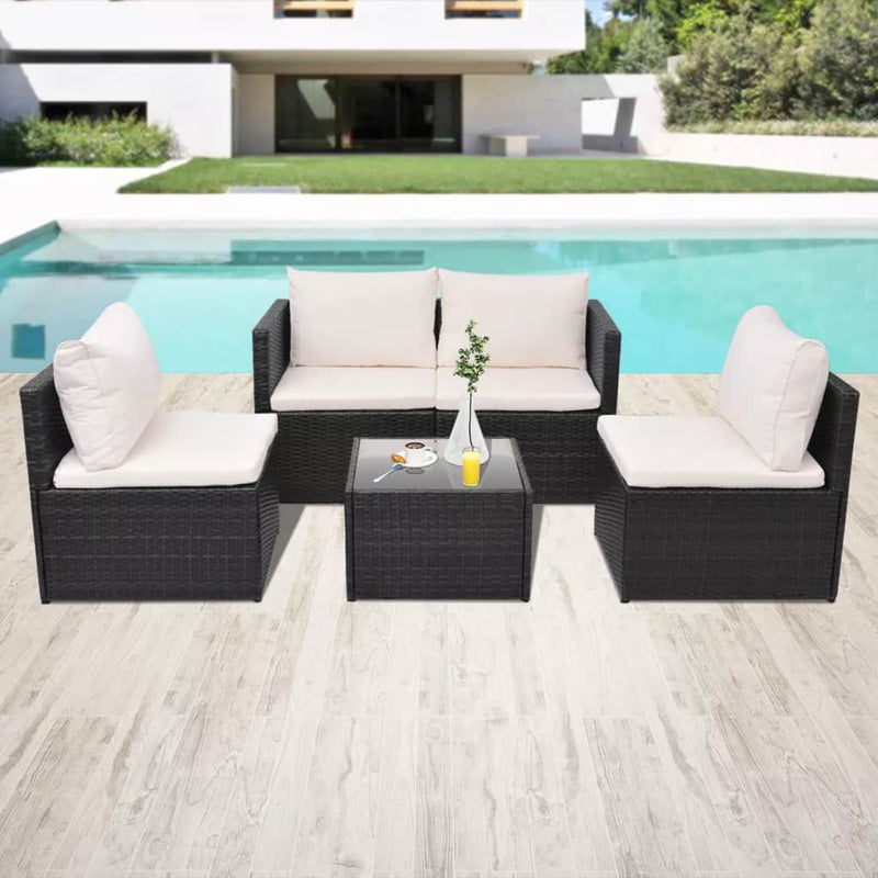 Garden Sofa Set Poly Rattan Black 13 Pieces