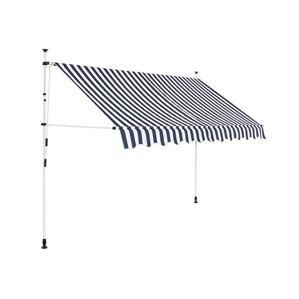 Manual Retractable Awning 300 Cm Blue And White Stripes