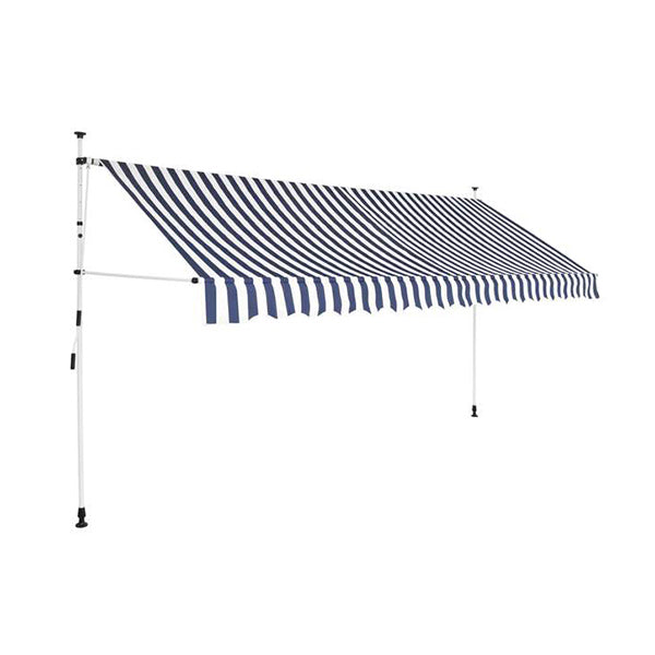 Manual Retractable Awning 350 Cm Blue And White Stripes