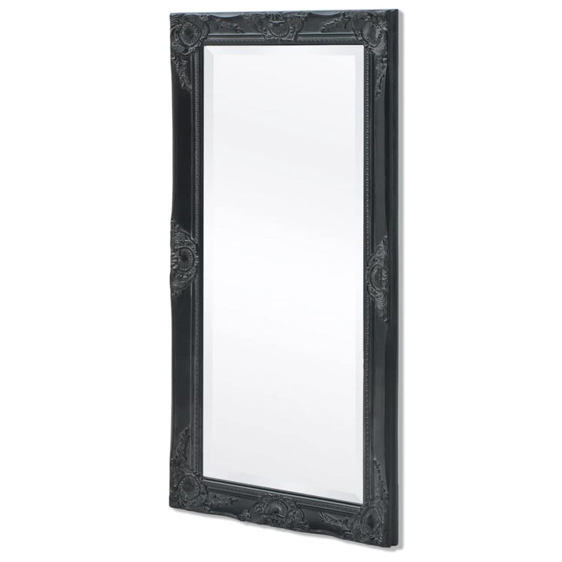 Wall Mirror Baroque Style 100 x 50 Cm Black