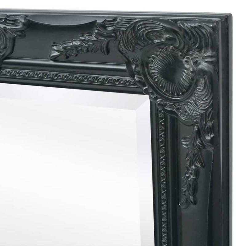 Wall Mirror Baroque Style 100 x 50 Cm Black