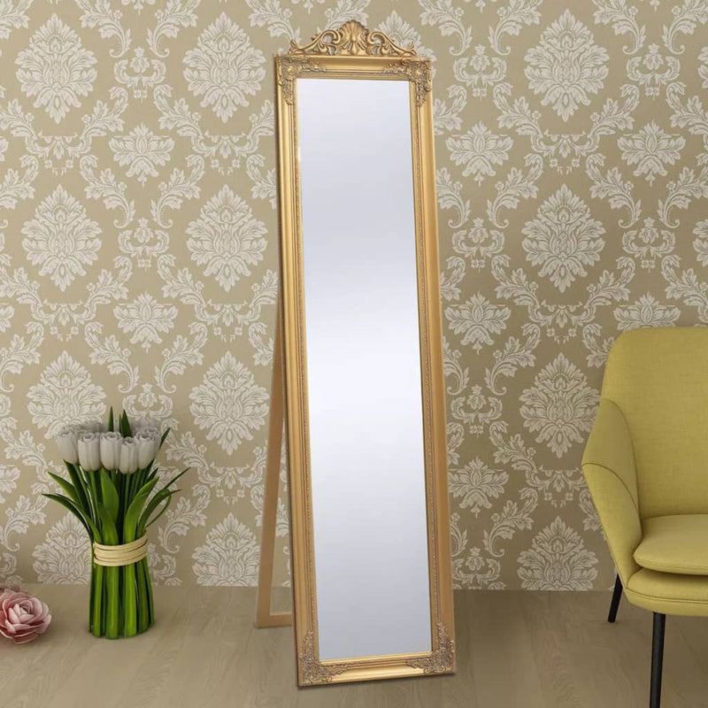 Free-Standing Mirror Baroque Style 160 x 40 Cm Gold