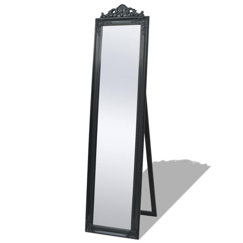 Free-Standing Mirror Baroque Style 160 x 40 Cm Black