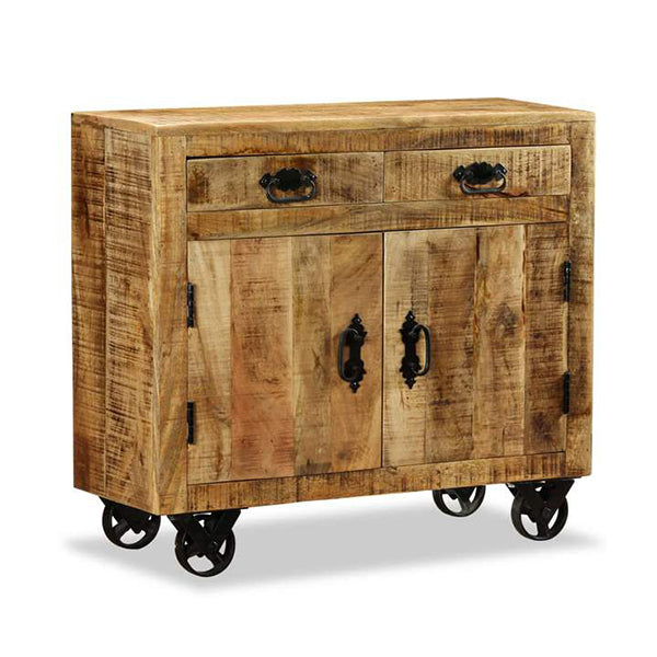 Sideboard With 2 Drawers And 1 Cabinet Rough Mango Wood