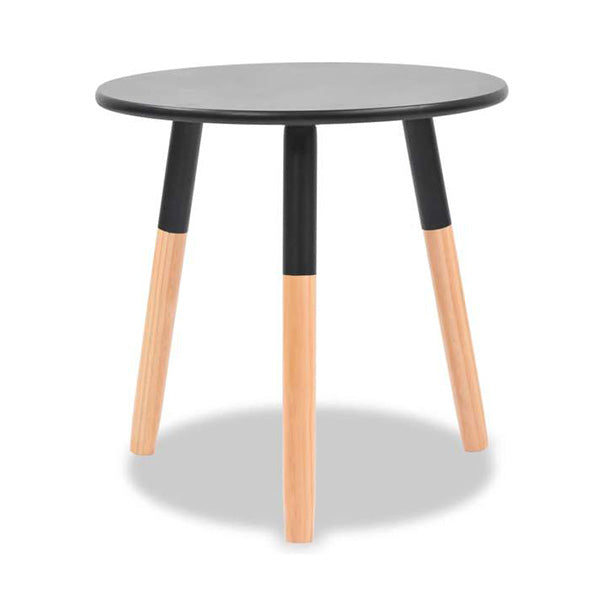 Side Table Set Solid Pinewood Black 2 Pieces