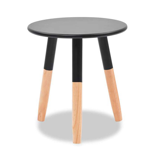 Side Table Set Solid Pinewood Black 2 Pieces