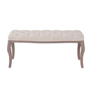 Bench Linen Solid Wood 110 X 38 X 48 Cm Cream White