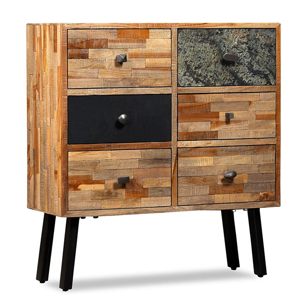 Side Cabinet With 6 Drawers 70 X 30 X 76 Cm Solid Reclaimed Teak