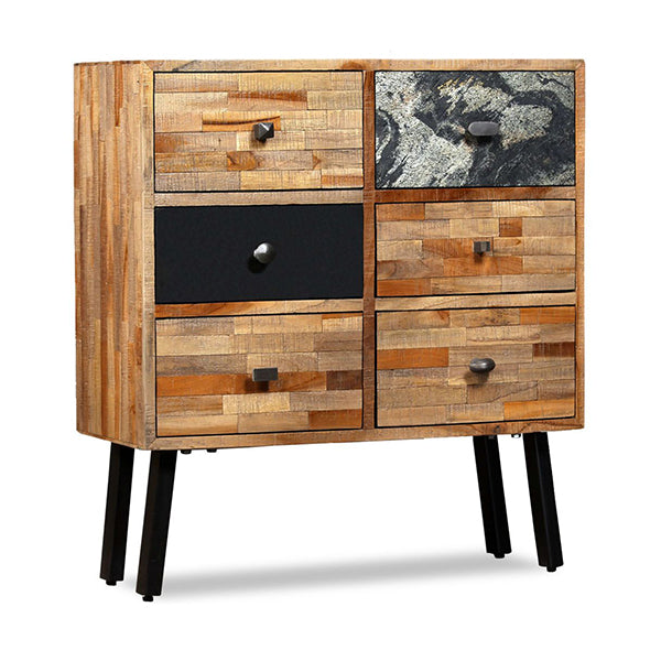 Side Cabinet With 6 Drawers 70 X 30 X 76 Cm Solid Reclaimed Teak