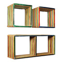 Wall Shelf Set 3 Pcs Multicolour Solid Reclaimed Teak