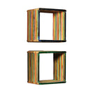 Wall Shelf Set 3 Pcs Multicolour Solid Reclaimed Teak