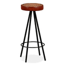 Bar Stools 4 Pcs Genuine Leather And Canvas