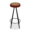 Bar Stools 4 Pcs Genuine Leather And Canvas