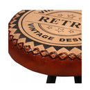 Bar Stools 4 Pcs Genuine Leather And Canvas