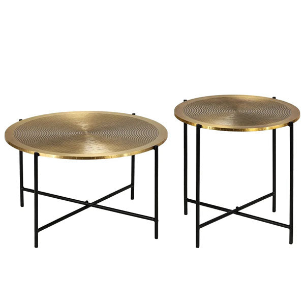 2 Pieces Brass-Covered MDF Table Set