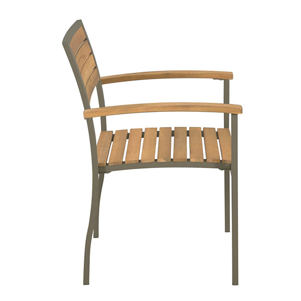 Stackable Outdoor Chairs 2 Pcs Solid Acacia Wood And Steel